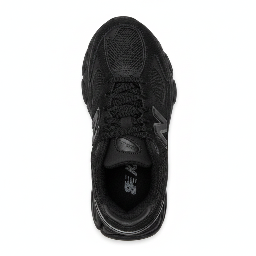 New Balance 9060 Triple Black - top view