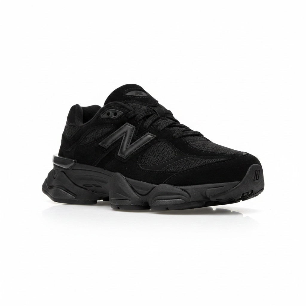 New Balance 9060 Triple Black - 3/4 angle view